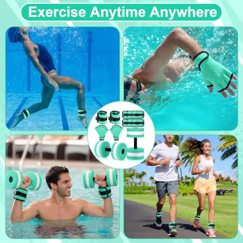 Full Body Aqua Workout Kit - 6 Pcs Water Aerobics Set - Cyan 1lb