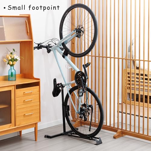 YueTong Bike Stand for Vertical Bike Storage,Upright Bicycle Stand Indoor,Standing Bike Rack for Garage Floor,Suit for MTB,Road Bike,Woman Bike and E-bike.