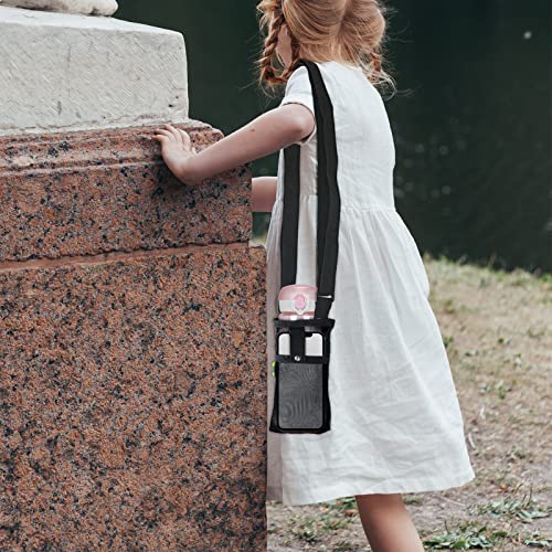 Water Bottle Carrier Bag - 2PCS with Strap and Pocket - Small Black