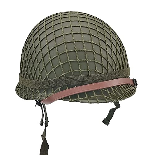 WWII US Army Helmet Replica - Authentic M1 Military Helmet with Net Cover & Chin Strap