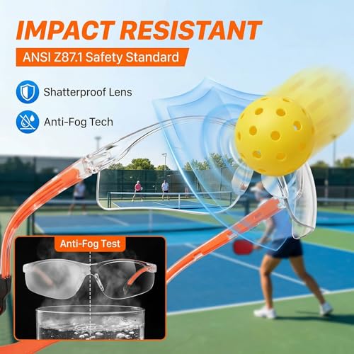 Squash Goggles - Anti-Fog, Scratch-Resistant Lenses, Adjustable Strap