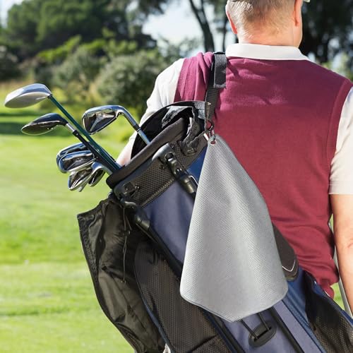 Microfiber Golf Towels - 6 Pack, 13" x 13", Gray with Clip