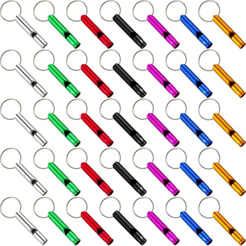 35-Pack Emergency Whistles with Keychain - Loud Aluminum Design