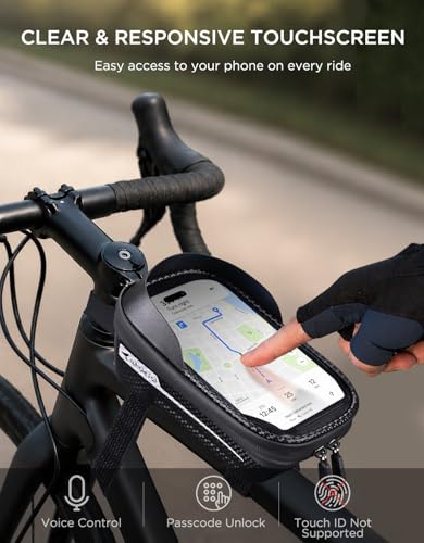 Waterproof Bike Frame Bag with TPU Touchscreen - Black