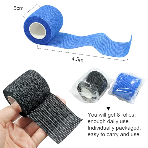 Self-Adhesive Bandage Wrap - Elastic Athletic Tape 8PCS 2" x 14.7 ft - White