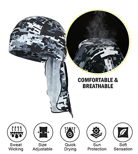Cooling Do Rags Skull Cap Helmet Liner - Digital Camo Gray, Breathable Sweat-Seal