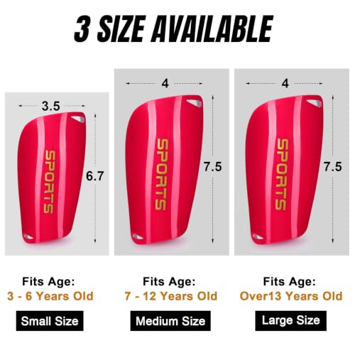 XZQTIVE Soccer Shin Guards Set with Sleeves and Socks, Kid/Youth M Red
