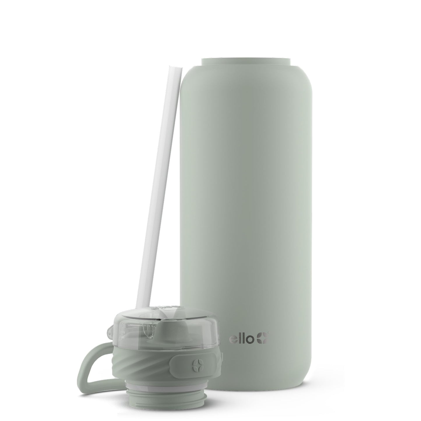 Ello Cooper 32oz Stainless Steel Water Bottle with Straw and Carry Handle, Double Walled and Vacuum Insulated Metal, Leak Proof Locking Lid with Soft Silicone Spout, Reusable, BPA Free, Sage