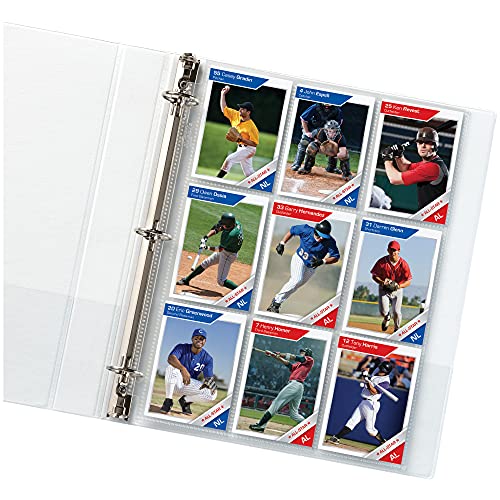 Trading Card Pages - 9 Pocket for 3 Ring Binder, Pack of 10, One Size