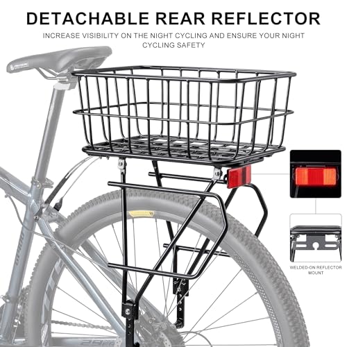 Bike Cargo Rack with Basket - Fits 26”-29” & 700c Wheels