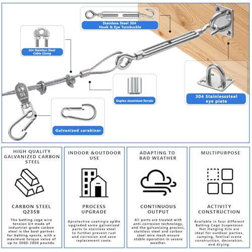 Heavy Duty Batting Cage Cable Tension Kit - 55 FT
