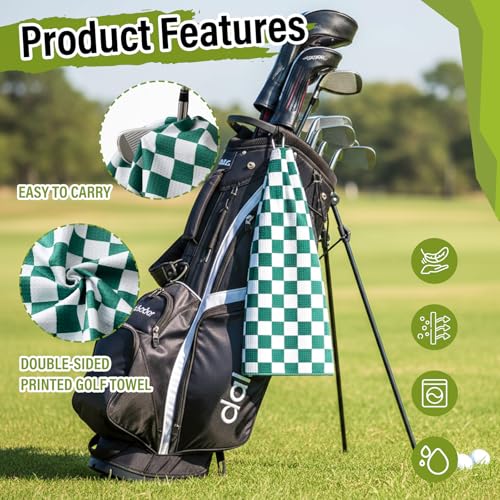 Liliful Checked Green Golf Accessories Kit with Towel & Club Brush