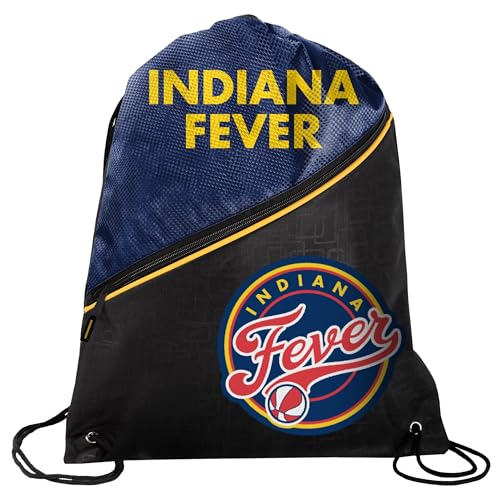 WNBA Diagonal Zippered Drawstring Backpack Gym Bag - Indiana Fever