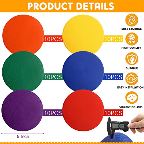 60 Poly Vinyl Spot Markers - Nonslip Agility Training Dots