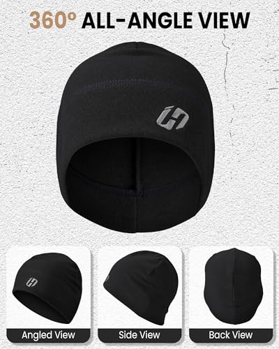 HASAGEI Black Thermal Cycling Skull Cap - Men's Winter Under Helmet Hat