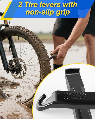 Bike Tire Repair Kit - Portable Patch Kit with Glue & Levers