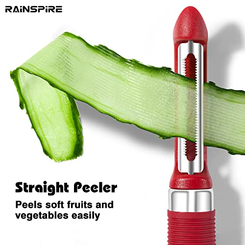 Premium 3-Piece Vegetable Peeler Set - Dishwasher Safe, Red