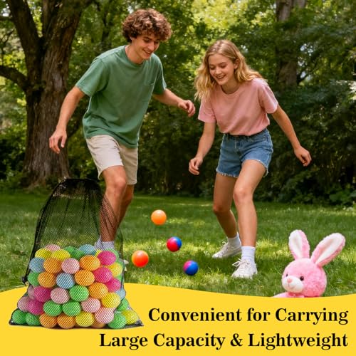 7PCS Mesh Drawstring Bags - Colorful Nylon Storage Bags, 18x12"