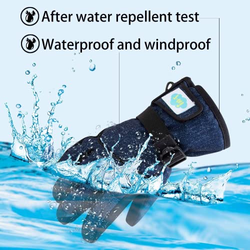 Kids Waterproof Winter Snow Mittens with Long Cuff - Jean Blue, 6-8T