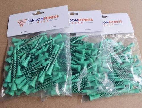 Fandom Fitness Gear Wooden Golf Tees – Pack of 50 2 – 3/4 inch Bamboo Golf Tees for Professional Use, Training, Competition - Unique Design Unbreakable Golf Tees