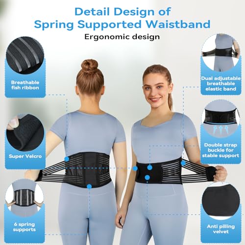 Back Brace for Lower Back Pain Relief - Adjustable Support Belt