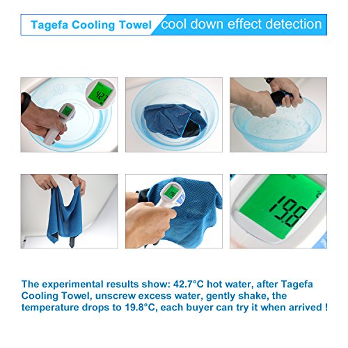 Cooling Towels Pack of 4 - 40" x 12" Soft Breathable Towels - Grey & Light Blue