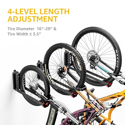 No-Lift Swivel Bike Wall Mount - 2 Pack, Space-Saving Bike Storage