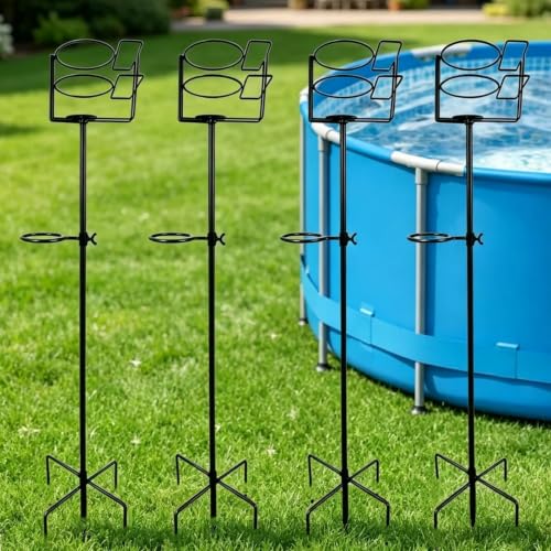 Heavy Duty Outdoor Cup Holder Set with Phone & Wine Glass Stakes, 4-Pack
