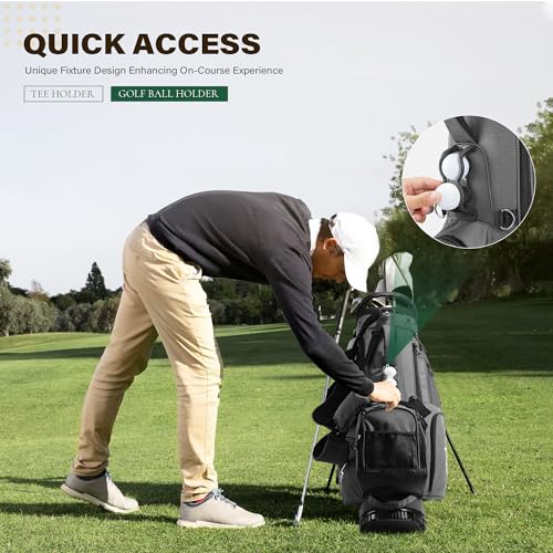 Lightweight 7-Way Golf Stand Bag - Gray | Multiple Pockets, Dual Straps