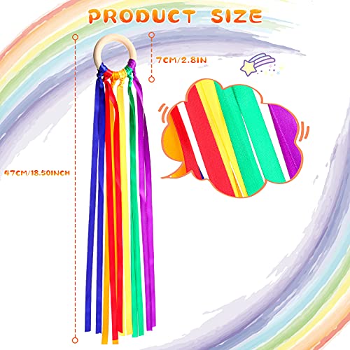 Sumind 6 Pcs Bright Colors Ribbon Dance Wands for Kids Educational Exercise