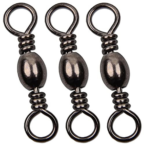 Fishing Barrel Swivels - High Strength Solid Ring Connector - Black #10, 50pcs