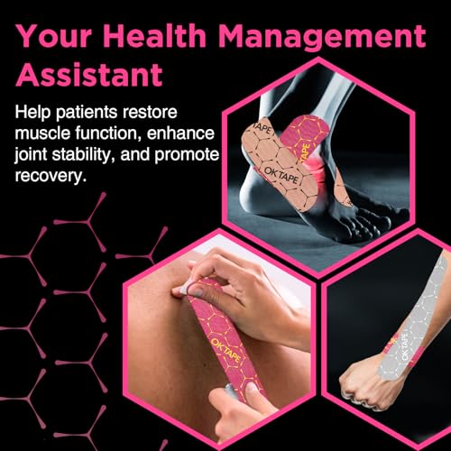 OK TAPE Synthetic Precut Kinesiology Tape 2in x 16.4ft Beige 20PCS Water-Resistant Support