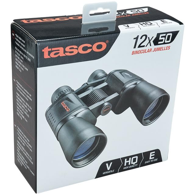 Tasco Essentials 12x50 Porro Binoculars with Carrying Case & Neck Strap - Black
