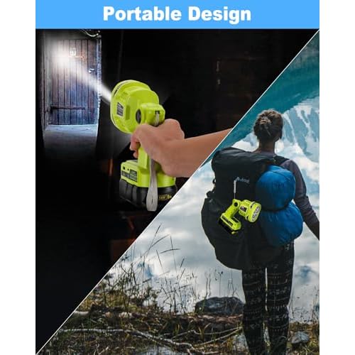 Cordless LED Flashlight for Ryobi 18V Battery, 22W LED Work Light with USB-A&USB-C 2.1A Fast Charging Ports for Jobsite, Car Repairing, Camping, Emergency(Battery not Included)