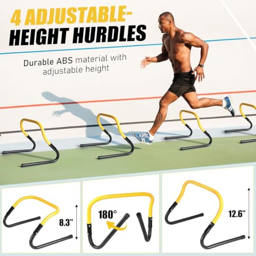 Agility Ladder Training Set - 26 ft with 12 Cones & Hurdles