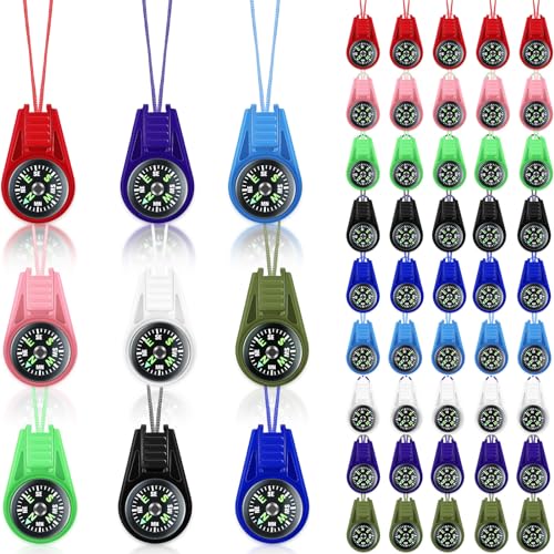 Mini Pocket Compasses Set for Kids - 25 Pack with Keychains