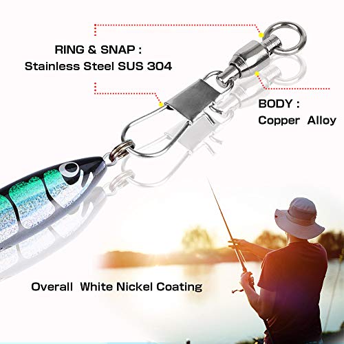 AMYSPORTS Fishing Swivels with Interlock Snap Ball Bearing Saltwater