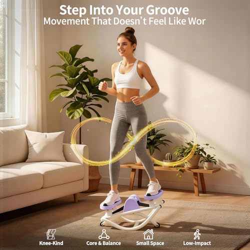 Lateral Rocking Stepper Exercise Machine with Resistance Bands