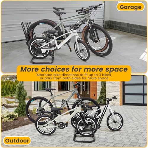 Kingarage Bike Stand for 3 Bikes - Heavy-Duty Indoor/Outdoor Storage Rack