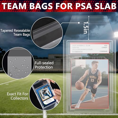Graded Card Sleeves for PSA Slabs - 100 Pack Reclosable Protective Bags