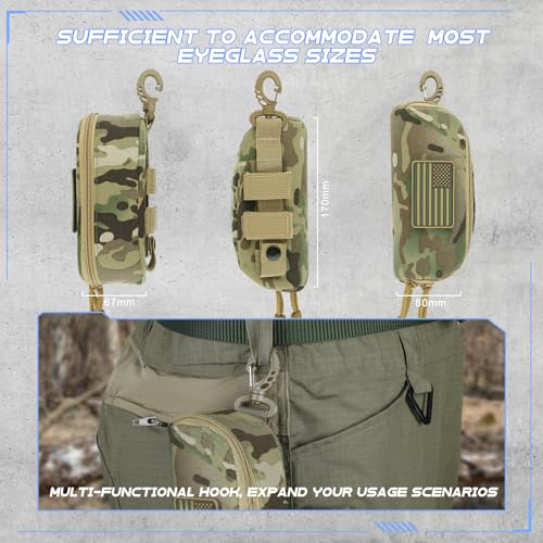 Tactical Molle Glasses Pouch | Semi-rigid Shell with Flag Patch