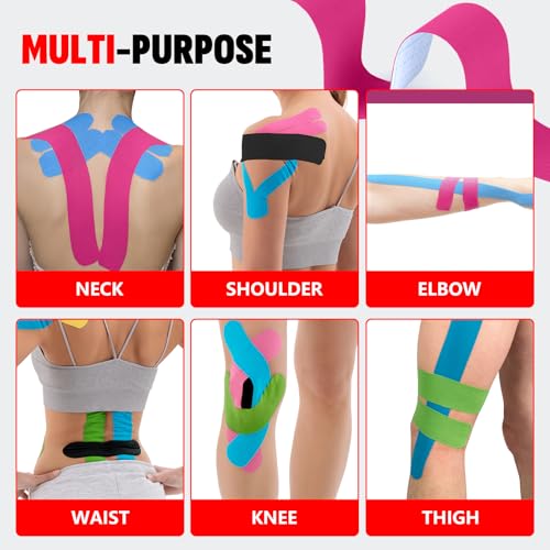 40 Pcs Precut Kinesiology Tape Strips - 8 Colors, 2" x 10"