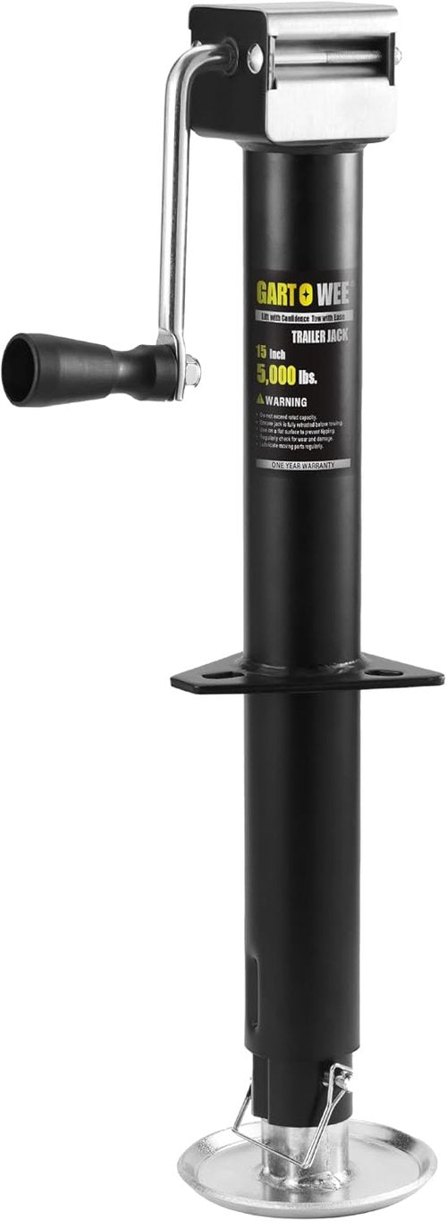 5000 lbs A-Frame Trailer Jack - Heavy Duty Side Wind Design with 15" Vertical Travel & Adjustable Drop Leg