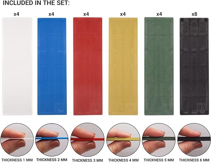 Generic 1/32"" - 1/4"" (1-6 mm) Plastic Glazing Blocks, Glazing, Frame Spacers, Door and Window Frame Packers (Mix 1)
