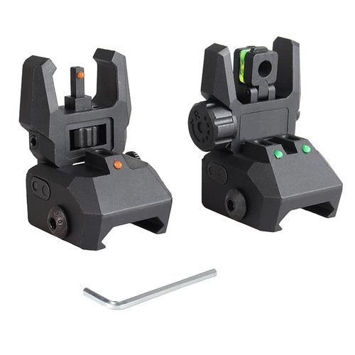Fiber Optic Sights Flip Up Front and Rear Backup Sights with Green Red Fiber Optics Polymer Fiber Sight Black