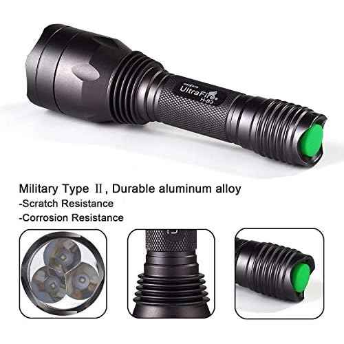 ULTRAFIRE Blue Light Flashlight Hunting Torch 256 Yard 470 nm Wavelength Professional Blue Beam LED Flashlight for Fishing Hunting Night Vision, H-B3 (Battery Not Include)