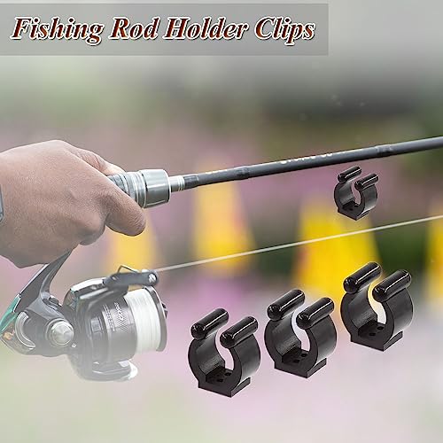 Pool Cue Holder Clips - 10 Pack Durable Fishing Rod Holders - Black