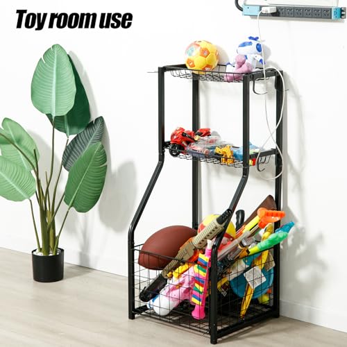 Sports Equipment Organizer with Ball Storage Rack - Garage Organizer