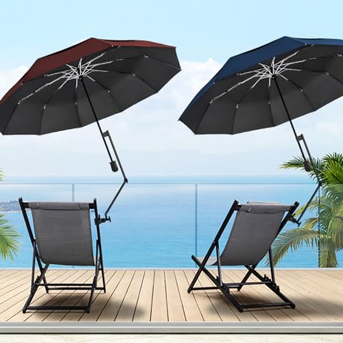 UPF 50+ Golf Umbrella with Adjustable Clamp - Black, 43.3"