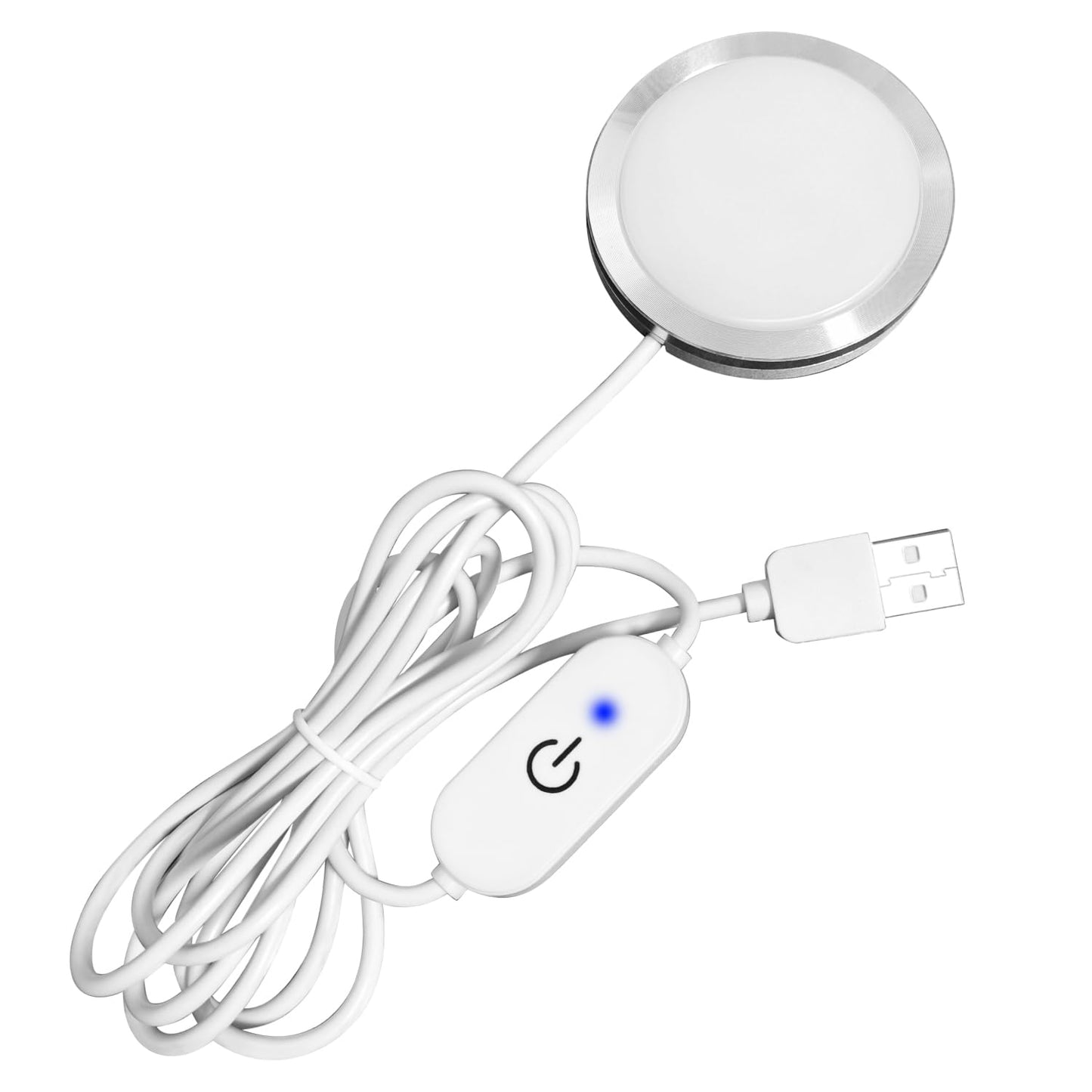 AuyiHomu Single Under Cabinet LED Puck Lights Plug in, 3D Printer LED Lamp Kit 001 DIY USB Powered 5V Dimmable Touch Switch Ultra Thin for Kitchen/Cabinet/Wardrobe/Showcase (Cool White/6000K)